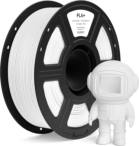 ELEGOO PLA+ Filament 1.75mm White 1KG, High Toughness PLA Plus 3D Printer Filament Dimensional Accuracy +/- 0.02mm, 1kg Spool(2.2lbs) Fits for Most FDM 3D Printers