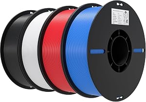 Creality 3D Printer Filament 1.75mm 4KG, PLA Filament Bulk +/- 0.02mm, 4 Pack 1kg Spool(2.