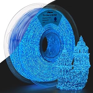 AMOLEN 3D PLA Printer Filament, 1.75mm Glow in The Dark Shiny Firefly Blue PLA Filament fo