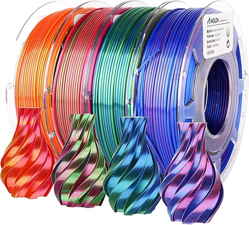 AMOLEN Silk PLA 3D Printer Filament Bundle, Shiny Dual Color Filament — Real-world performance testing in action