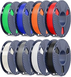 SUNLU PLA Filament 1.75mm Bundle, 3D Printer Filament Bundle 250g, 8 Rolls, 2kg Total, Bla