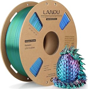 LANDU Silk Tri-Color PLA Filament 1.75mm 1Kg, Triple Color Silk PLA Filament, Silk Rainbow