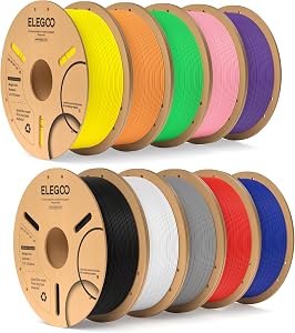 ELEGOO PLA Filament Bundle 10KG, 1.75mm 3D Printer Filament Dimensional Accuracy +/- 0.02m