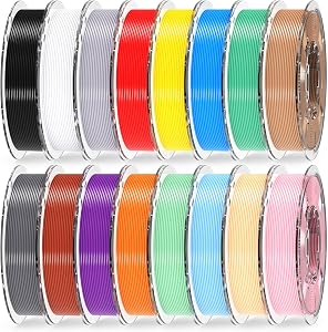 RAMBERY 16 Colors PLA+ Filament Bundle 1.75mm, PLA Plus Multicolor 3D Printer Filament, Di