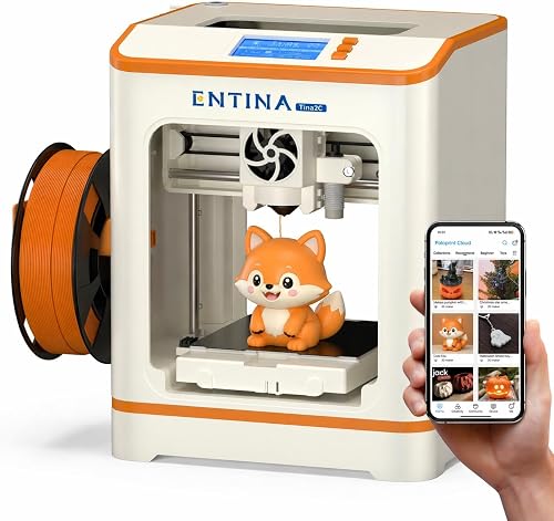 Entina Tina2C 3D Printer for Kids & Beginners, Fully Assembled Starter Mini 3D Printer, Start in 8 Mins, App & WiFi Control, Auto Leveling, 3000+ Model Library, 20+ Creative DIY Modules for STEM, Home
