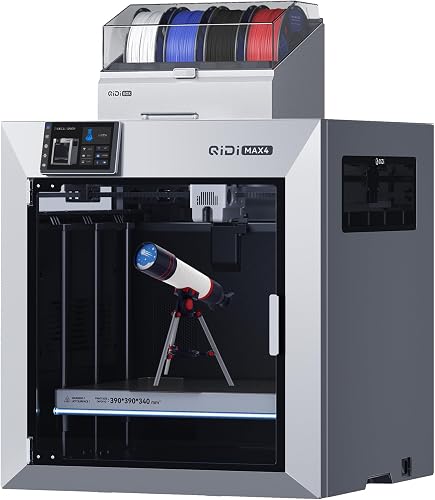 QIDI Max4 Combo 3D Printer, 390×390×340mm Large Build Volume, 65℃ Heated Chamber FDM 3D Printers, Max 800mm/s High Speed, Supports Up to 16-Colors/Multi Materials with QIDI BOX, Auto Bed Leveling