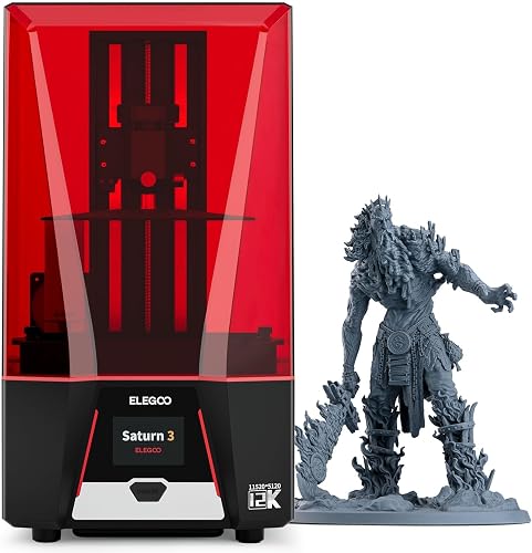 ELEGOO Saturn 3 MSLA 12K 3D Printer, Desktop Resin 3D Printer with 10-Inch Monochrome LCD, Voxeldance Tango Slicer, Large Printing Size of 8.62 × 4.84 × 9.84 inches