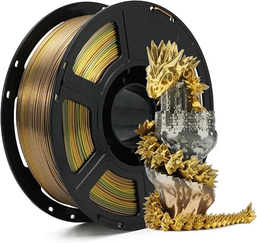 FLASHFORGE Silk PLA Gradient Metal Rainbow Filament, Silk Multicolored Color Change 3D Printing Filament, Gold Copper Bronze Grey Shiny Color-Changing Metal-Like Finish, Ultra-High Glossiness
