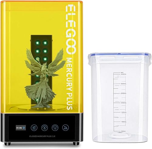 ELEGOO Mercury Plus 2.0 Wash and Cure Station V2 for Mars Photon S Photon Mono LCD SLA DLP 3D Printer Models, Washing Size of 5.16" × 3.54" × 8.66"