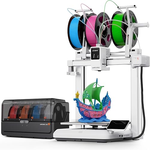 Anycubic Kobra X Combo 3D Printer with ACE 2 Pro, Native 7-Color Printing (Up to 19), 2X Faster & Less Waste, Auto-Leveling, Ideal for Beginner, Kids, Home Education, Family DIY Toys & Practical Tools
